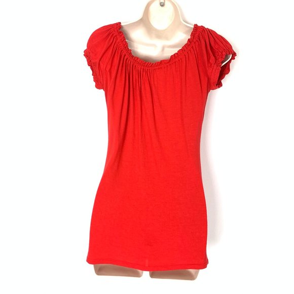 3/$25 Smart Set Red Ruffled Top Summer Shirt S - Picture 5 of 10